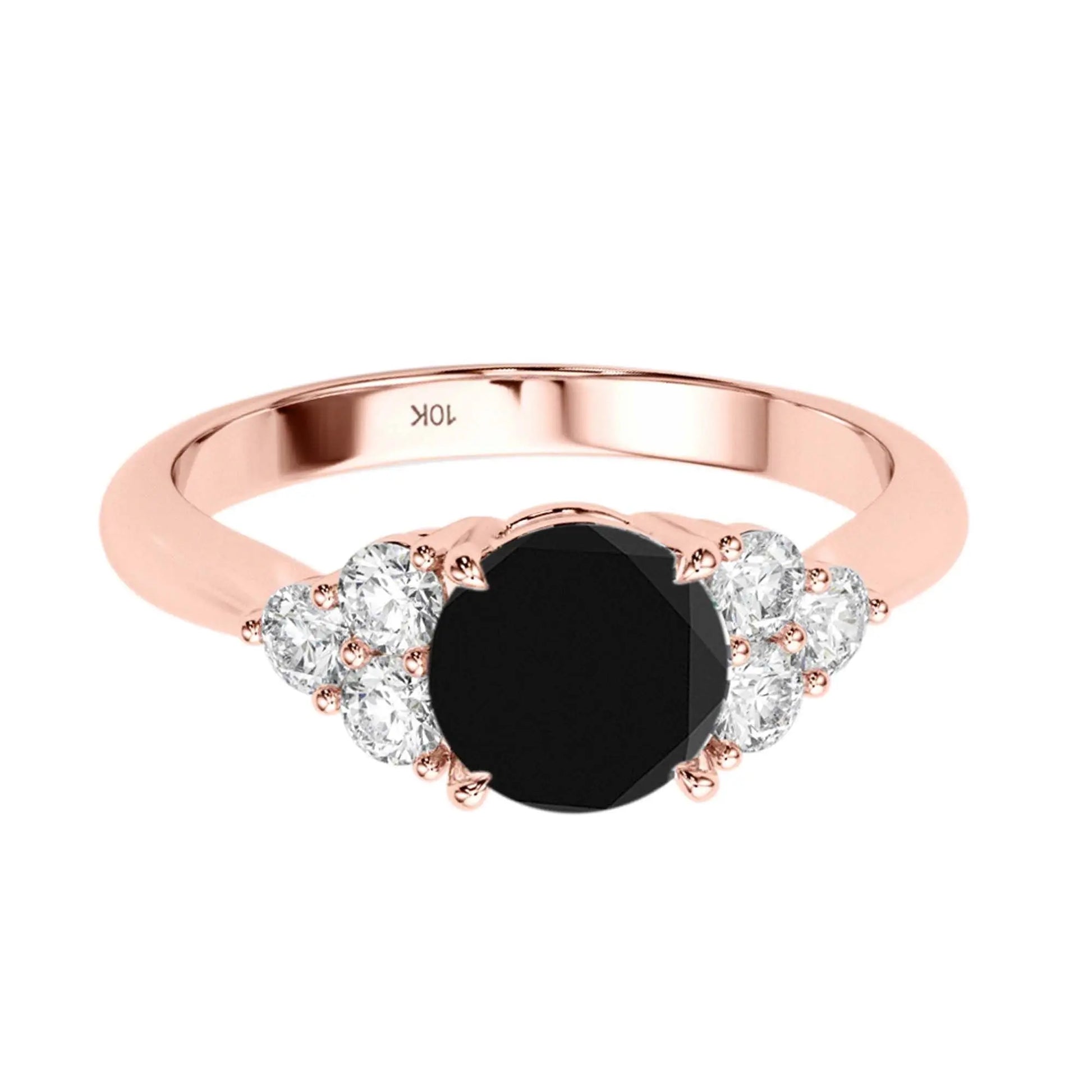 1.35 Carat Black And White Diamond Engagement Rings For Women In 10K Mauli Jewels