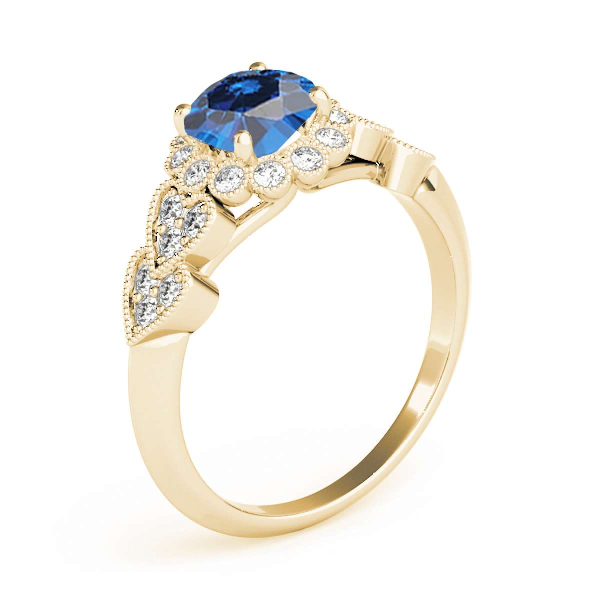 1.15 Carat Halo Blue Diamond Engagement Ring for Women in 14K Rose, White, or Yellow Gold Mauli Jewels