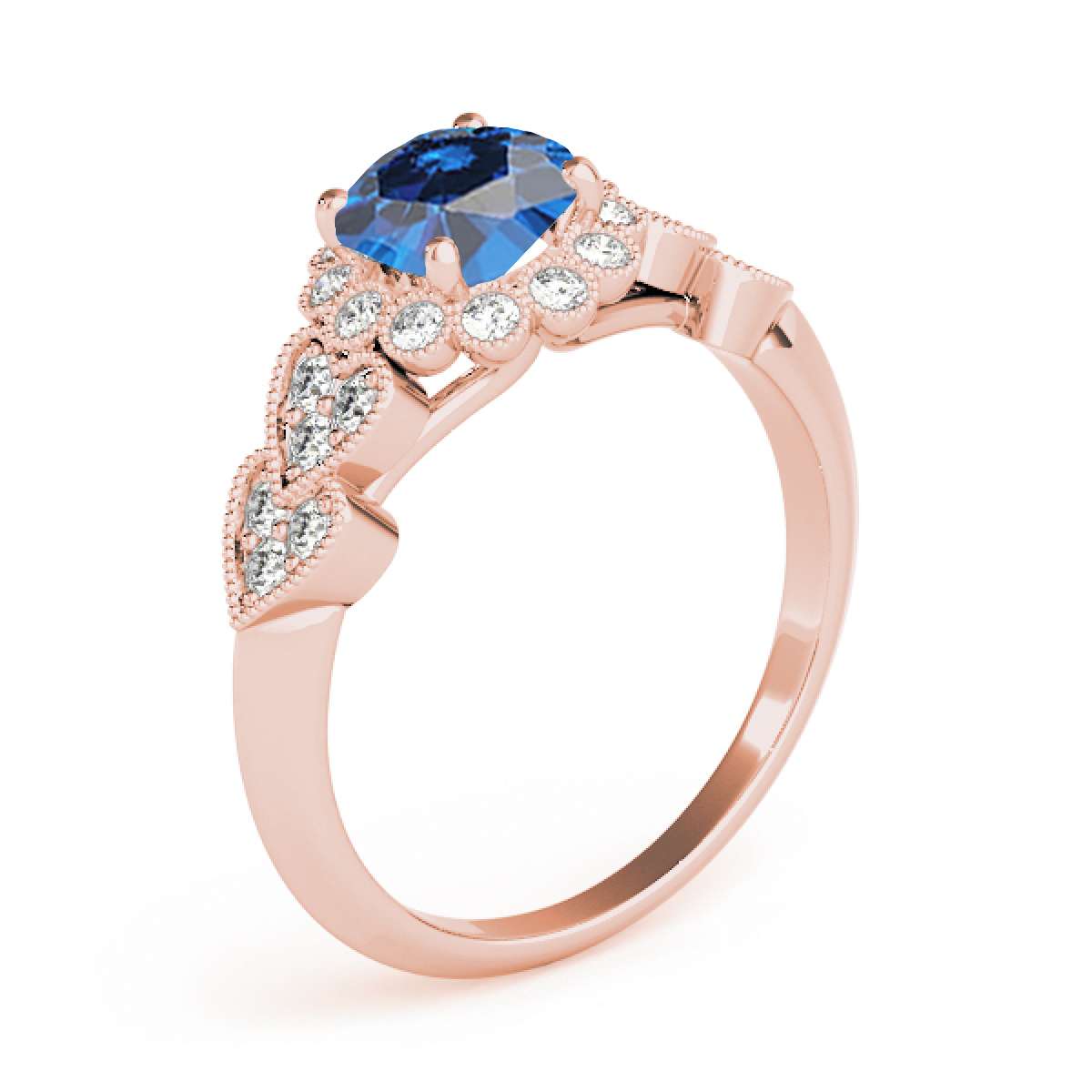 1.15 Carat Halo Blue Diamond Engagement Ring for Women in 14K Rose, White, or Yellow Gold Mauli Jewels