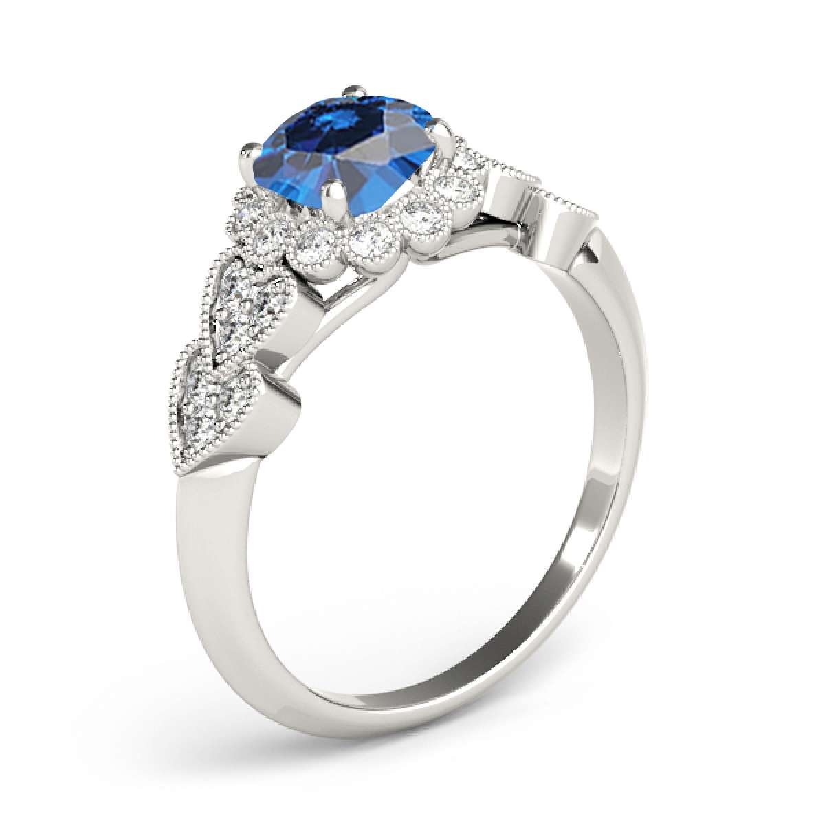 1.15 Carat Halo Blue Diamond Engagement Ring for Women in 14K Rose, White, or Yellow Gold Mauli Jewels