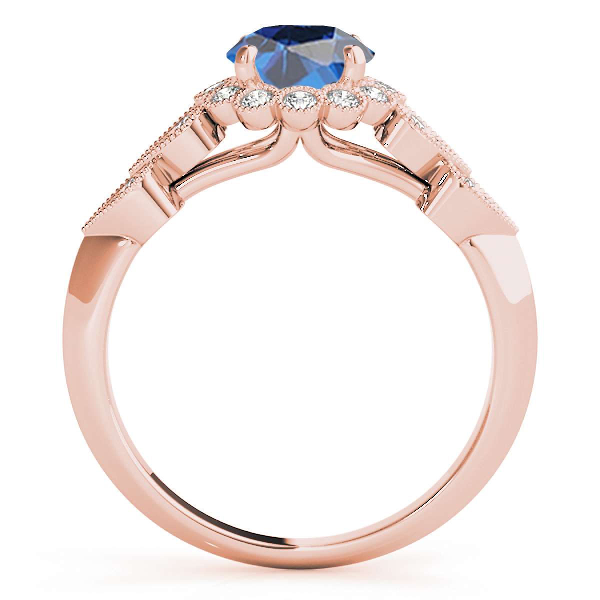 1.15 Carat Halo Blue Diamond Engagement Ring for Women in 14K Rose, White, or Yellow Gold Mauli Jewels