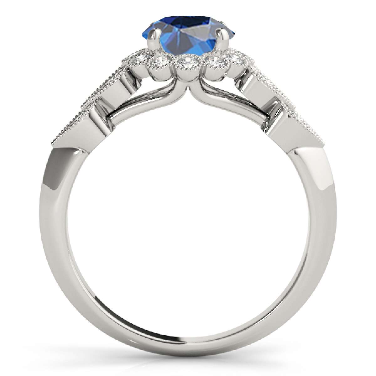 1.15 Carat Halo Blue Diamond Engagement Ring for Women in 14K Rose, White, or Yellow Gold Mauli Jewels