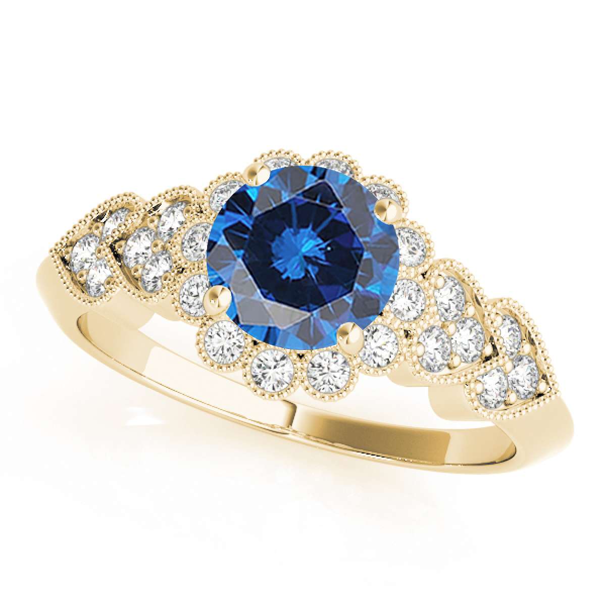 1.15 Carat Halo Blue Diamond Engagement Ring for Women in 14K Rose, White, or Yellow Gold Mauli Jewels