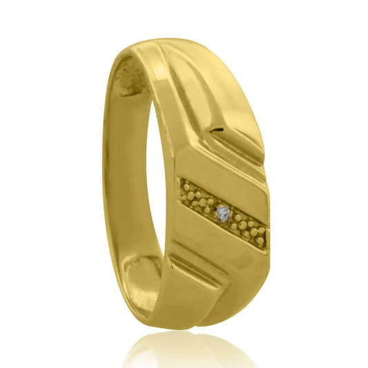 10K White & Yellow Gold 0.005 Carat Prong Set Natural Diamond Wedding Rings For Men's Mauli Jewels