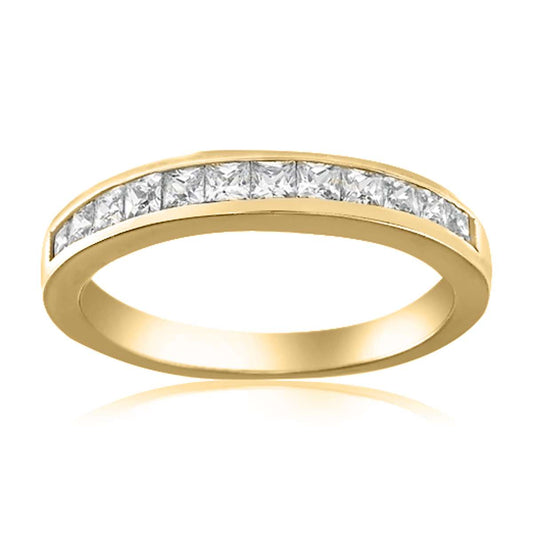 0.75 Carat Diamond Channel Set Wedding Band For Women In 14K Yellow Rose & White Gold Mauli Jewels
