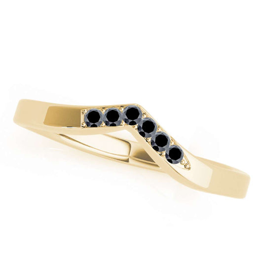 0.06 Carat Black Diamond Curved Wedding Band for Women in 10K Rose, White & Yellow Gold Mauli Jewels