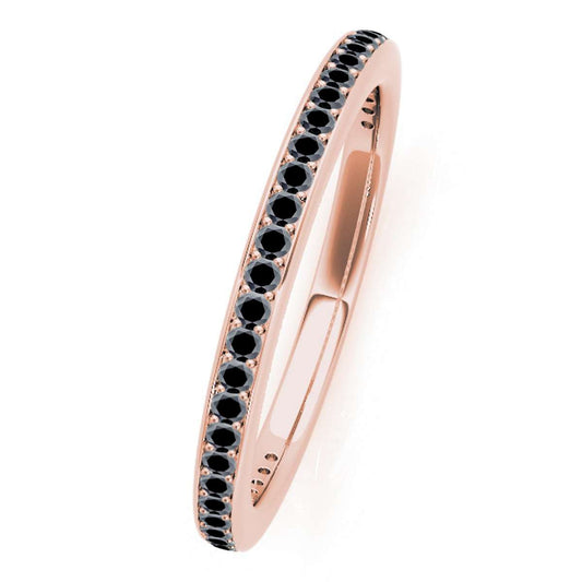 0.25 Carat Black Diamond Wedding Band For Women In 10K White Rose & Yellow Gold Mauli Jewels