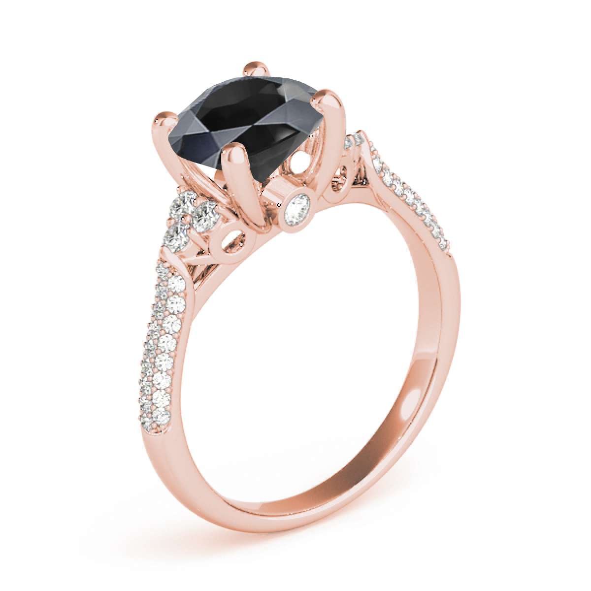 2.35 Carat Black and White Diamond Engagement Wedding Rings For Women In 14K Rose White & Yellow Gold Mauli Jewels