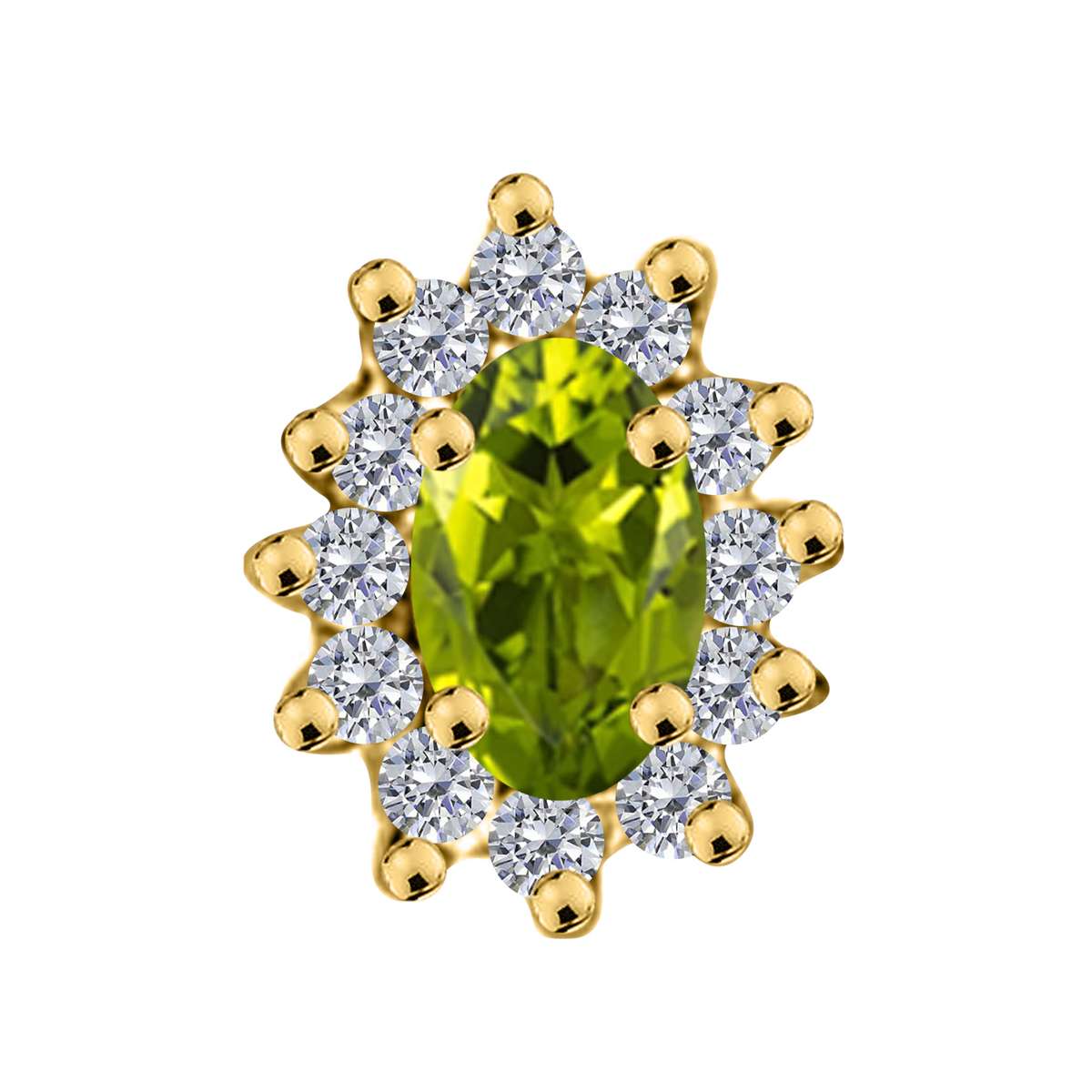 1.25 Carat Oval Shape Peridot and Diamond Gemstone Halo Stud Earrings In 10K White & Yellow Gold With Backs Mauli Jewels