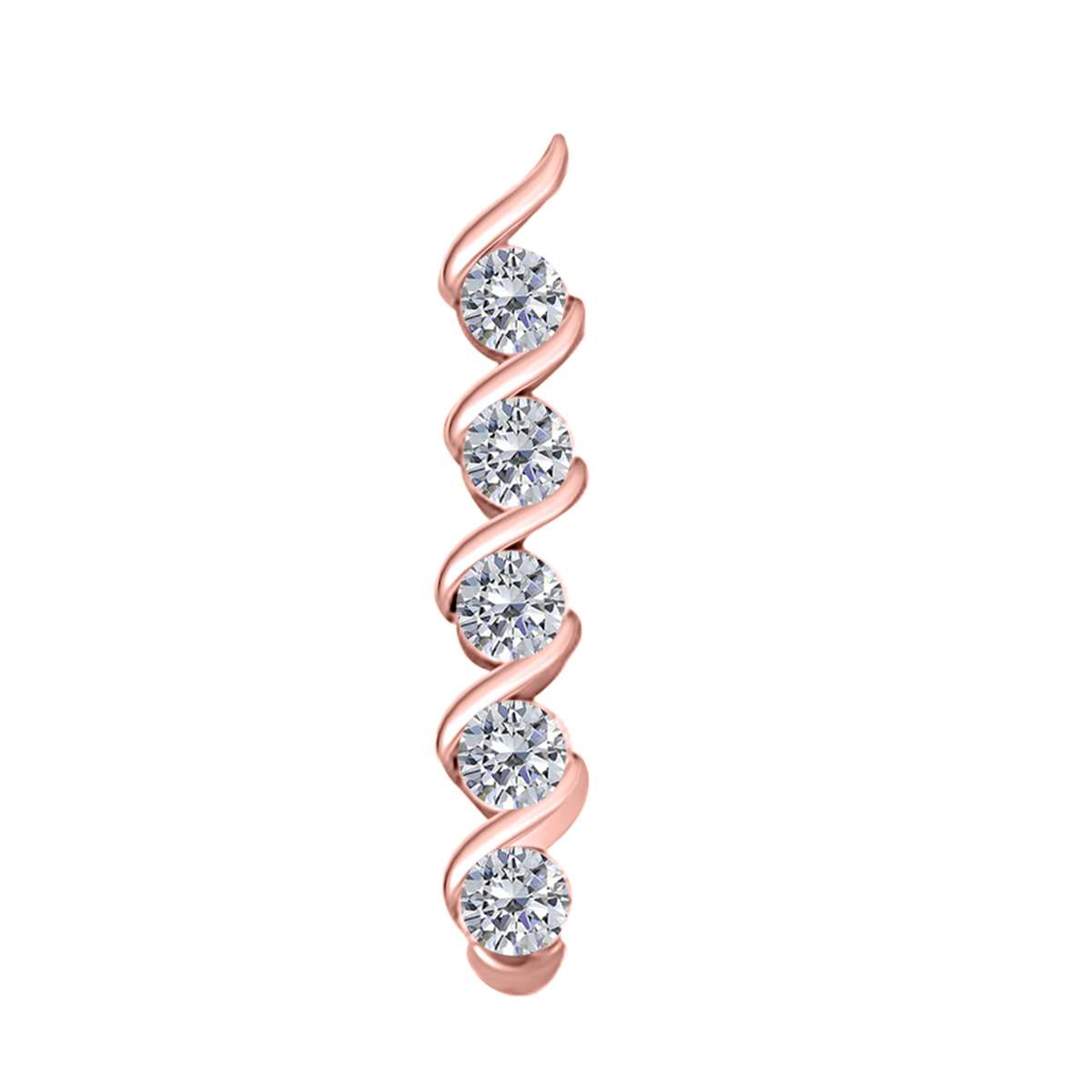 1/2 Carat Channel Set White Diamond 5 Stone Pendant Necklace For Women In 10K Rose White & Yellow Gold With 18" Box Chain Mauli Jewels