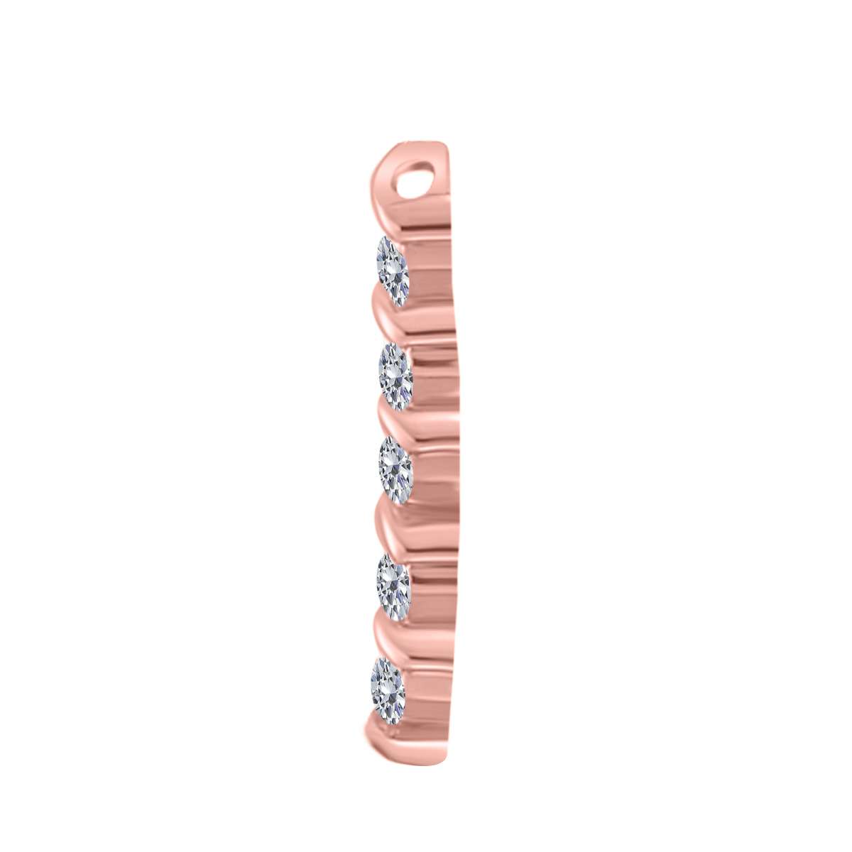 1/2 Carat Channel Set White Diamond 5 Stone Pendant Necklace For Women In 10K Rose White & Yellow Gold With 18" Box Chain Mauli Jewels