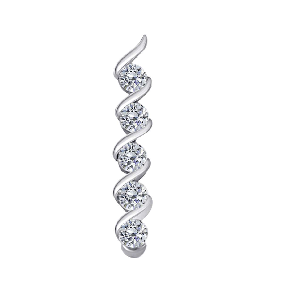 1/2 Carat Channel Set White Diamond 5 Stone Pendant Necklace For Women In 10K Rose White & Yellow Gold With 18" Box Chain Mauli Jewels