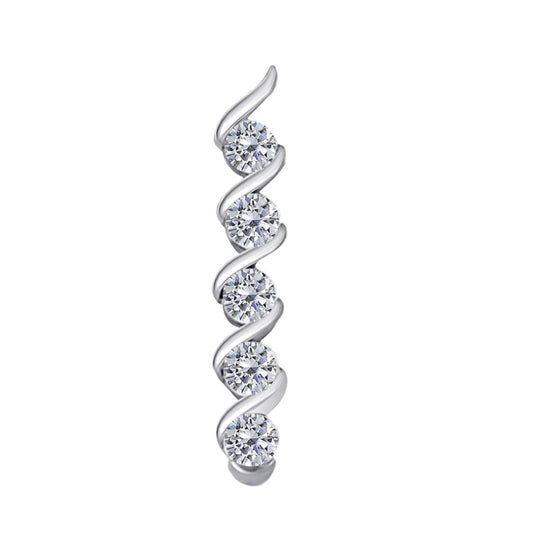 1/2 Carat Channel Set White Diamond 5 Stone Pendant Necklace For Women In 10K Rose White & Yellow Gold With 18" Box Chain Mauli Jewels