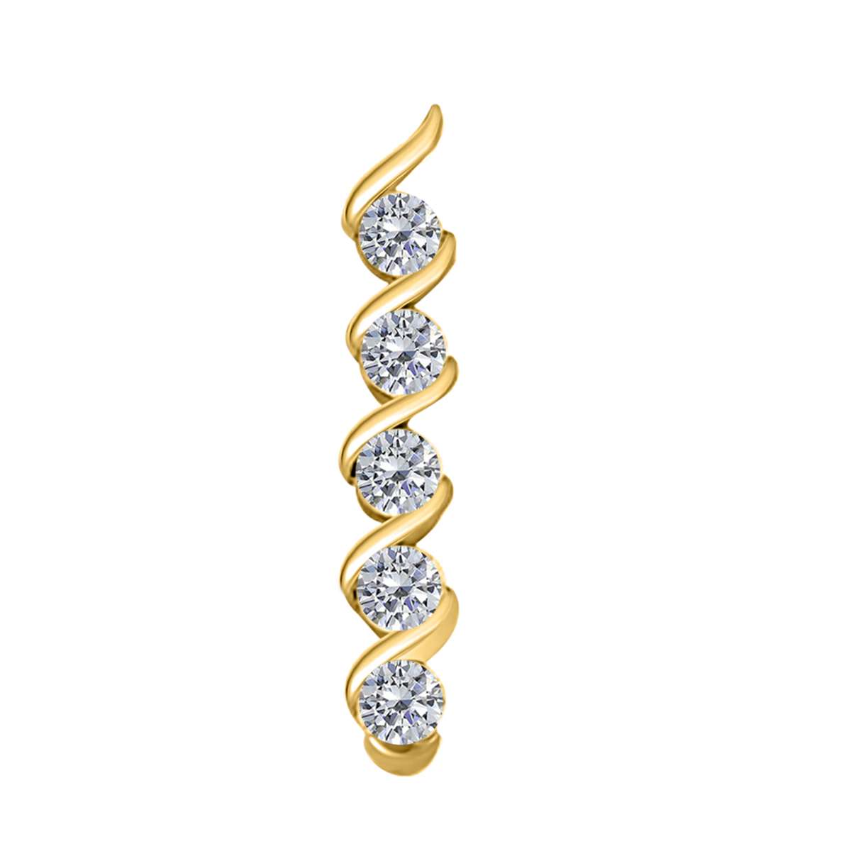 1/2 Carat Channel Set White Diamond 5 Stone Pendant Necklace For Women In 10K Rose White & Yellow Gold With 18" Box Chain Mauli Jewels