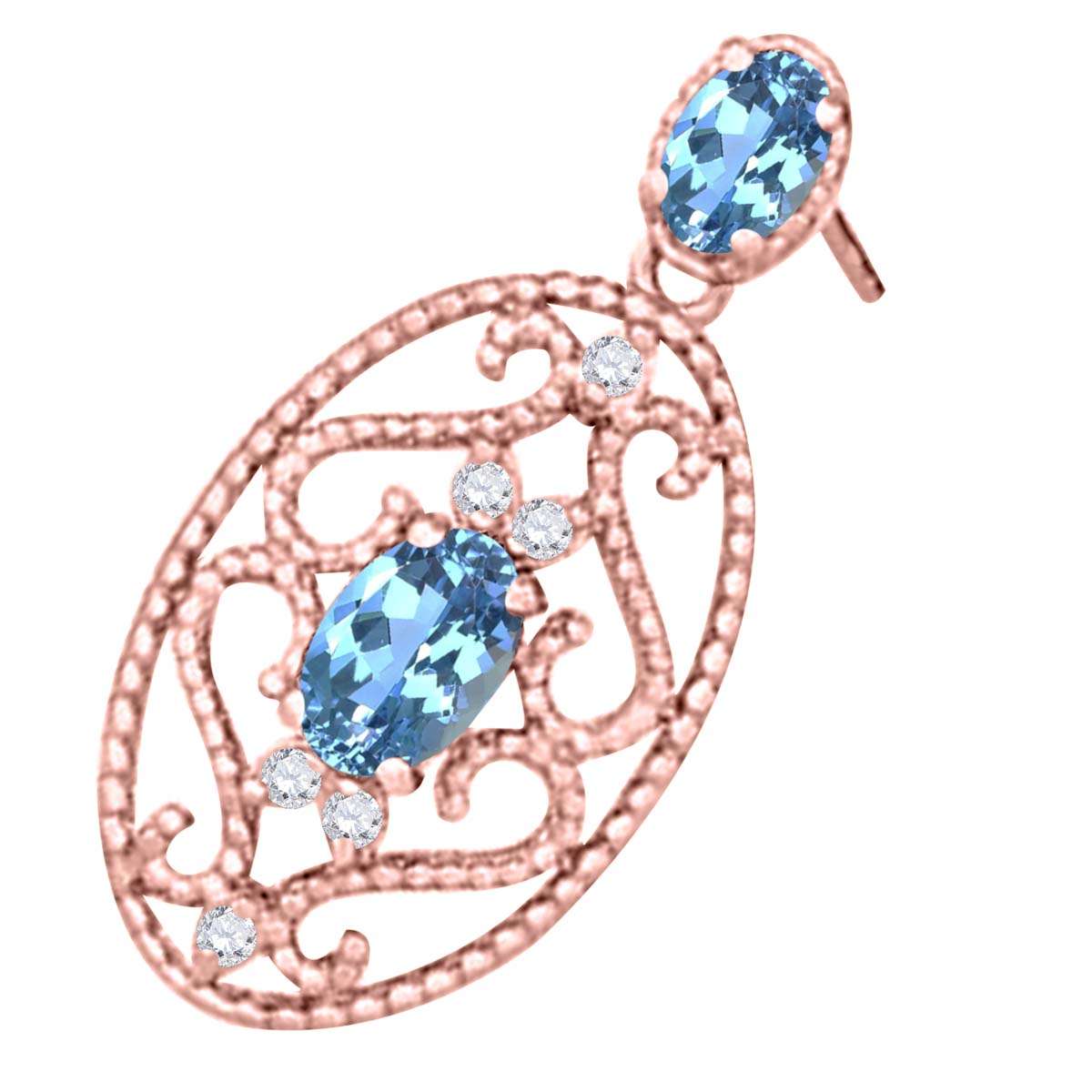 Blue-topaz and 1.55 Carat Natural Diamond Gemstone Earrings For Women In 10K Rose White & Yellow Gold Mauli Jewels