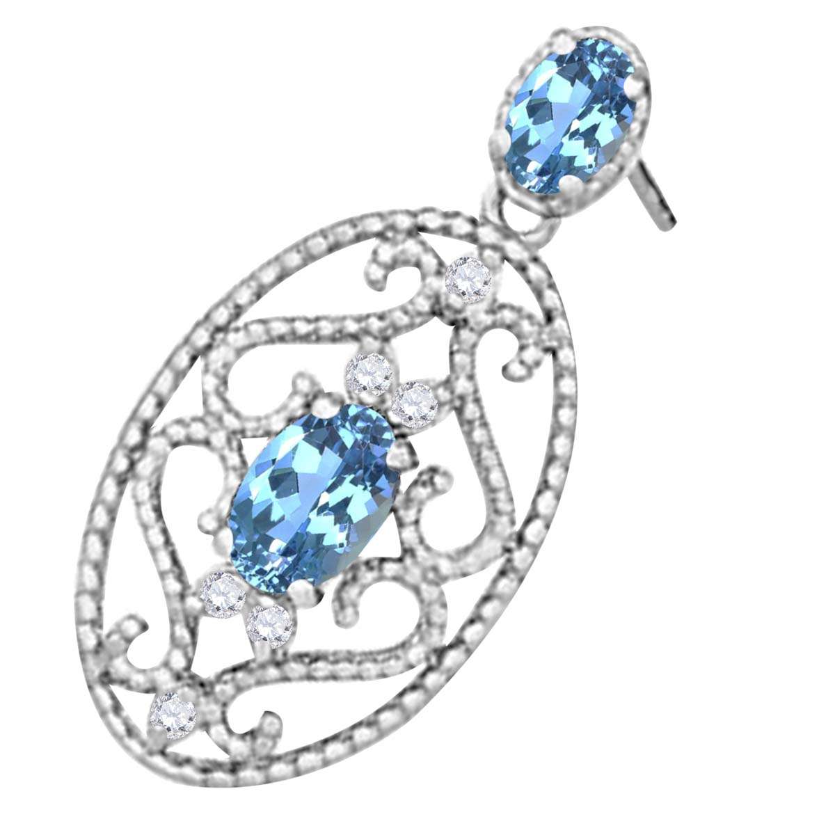 Blue-topaz and 1.55 Carat Natural Diamond Gemstone Earrings For Women In 10K Rose White & Yellow Gold Mauli Jewels