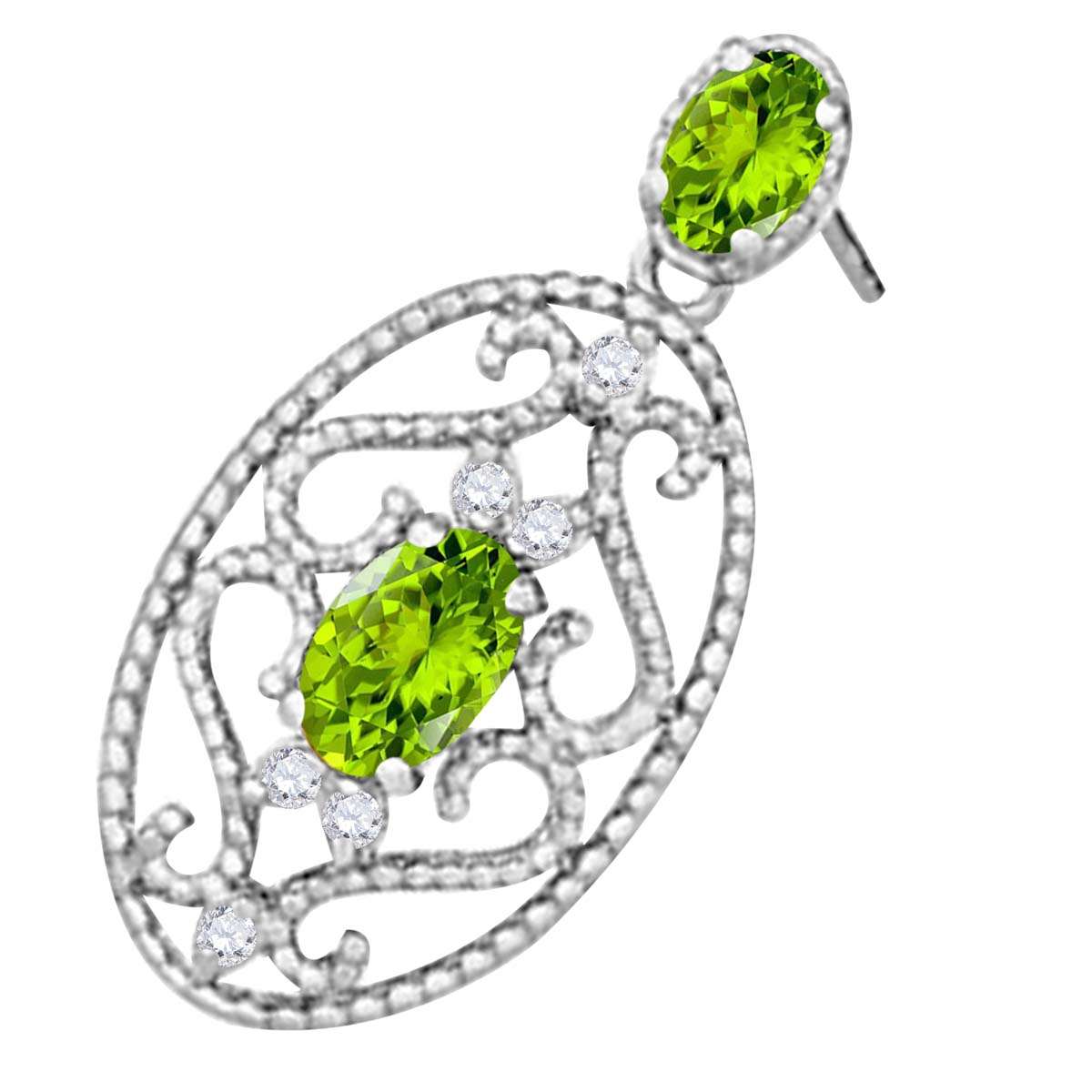 Maulijewels 1.55 Carat Oval Shape Peridot And White Diamond Handmade Gemstone Earrings For Women in 10K Rose White & Yellow Gold Mauli Jewels