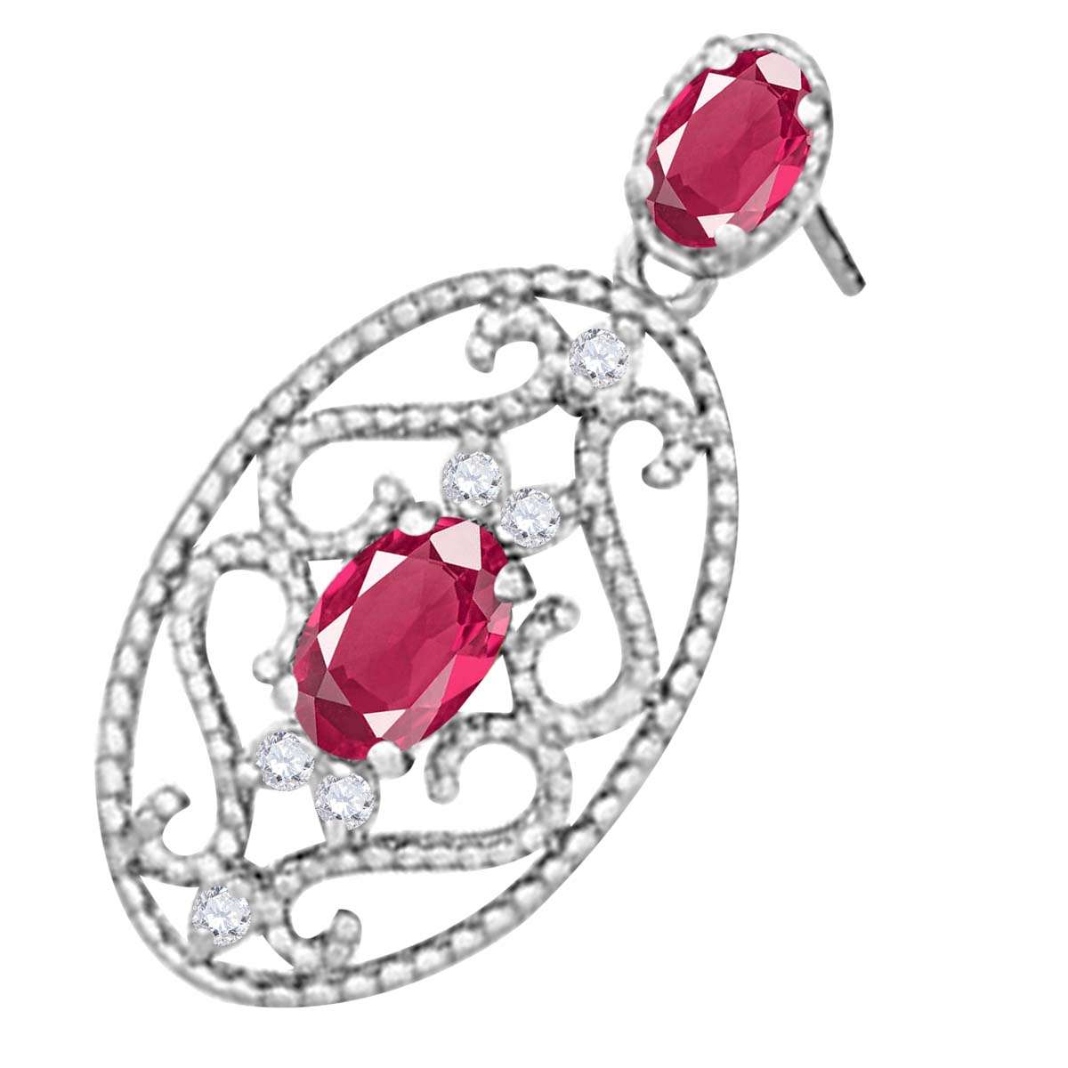 1.55 Carat Natural Diamond Oval Ruby Gemstone Stud Earrings For Women In 10K Yellow White & Rose Gold Mauli Jewels