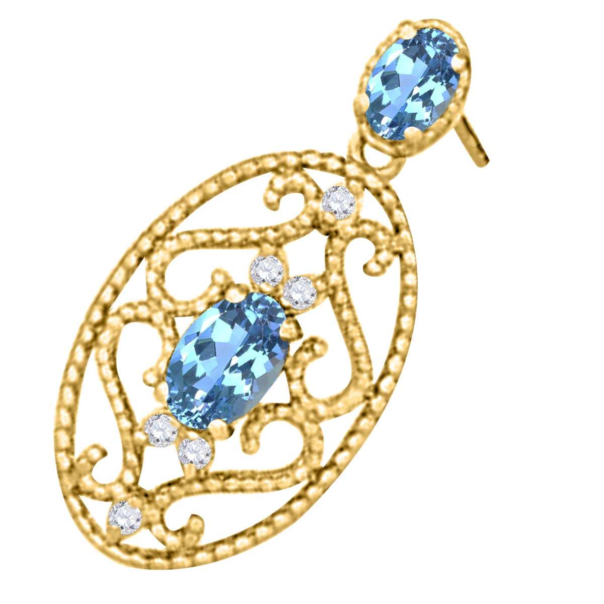 Blue-topaz and 1.55 Carat Natural Diamond Gemstone Earrings For Women In 10K Rose White & Yellow Gold Mauli Jewels