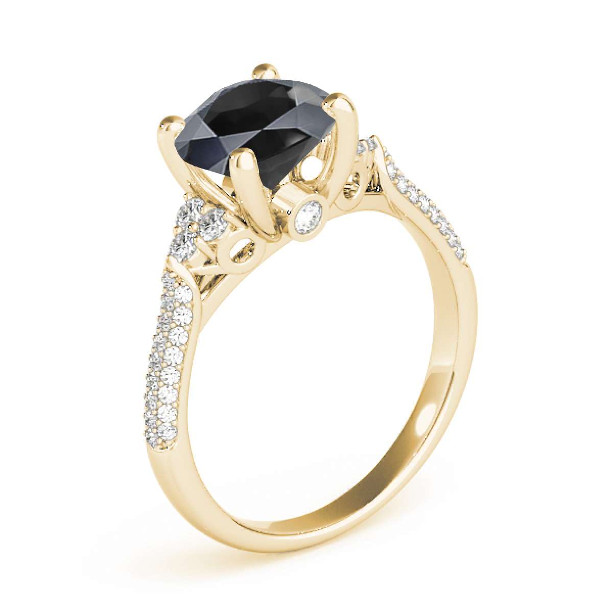 2.35 Carat Black and White Diamond Engagement Wedding Rings For Women In 14K Rose White & Yellow Gold Mauli Jewels