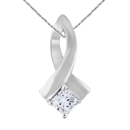 0.25 Carat Princess Cut Natural Diamond Pendant For Women In 10K Rose White & Yellow Gold With 18" Box Chain Mauli Jewels