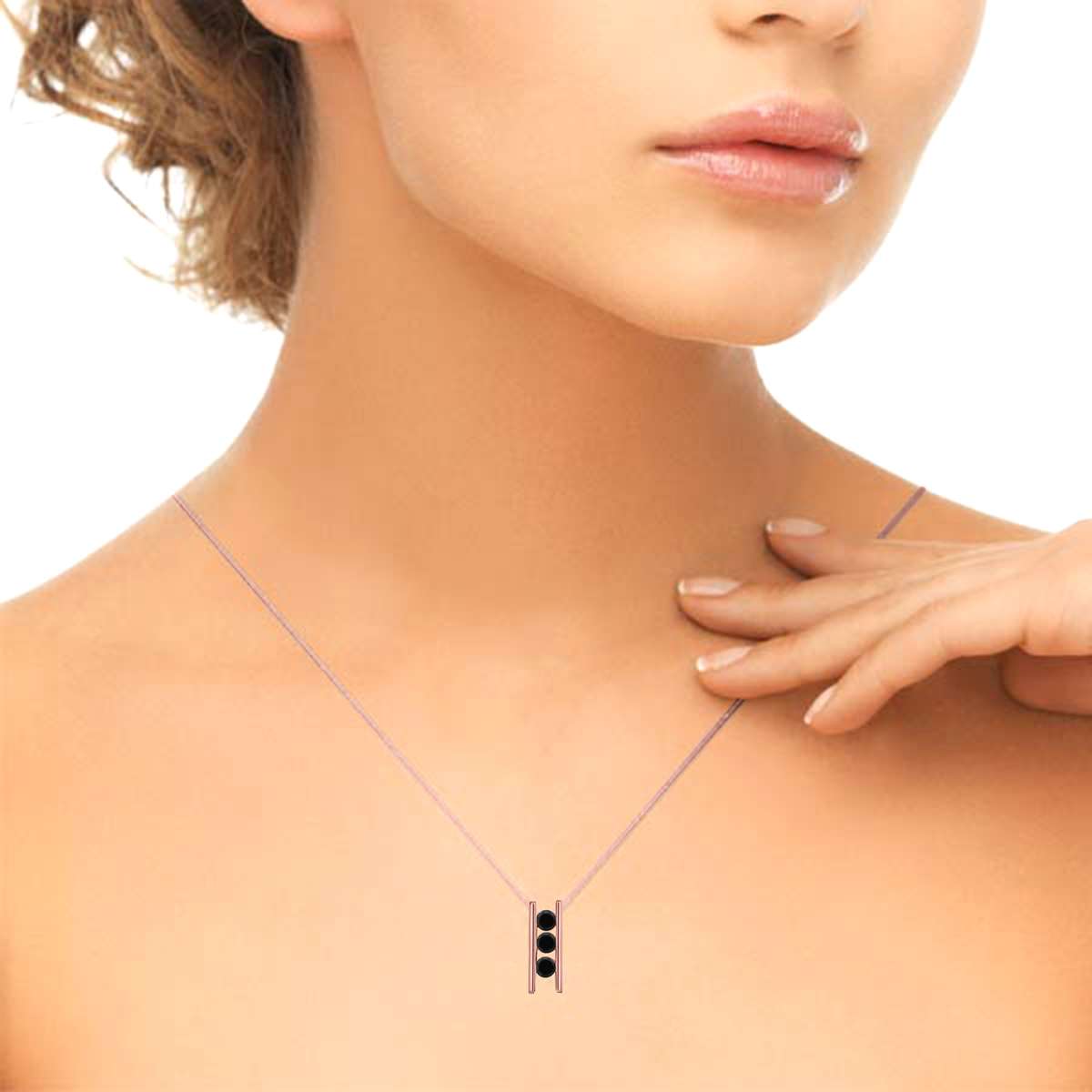1.00 Carat Black Diamond Channel Set Necklace Pendant for Women In 14K Rose White & Yellow Gold With 18" Box Chain Mauli Jewels