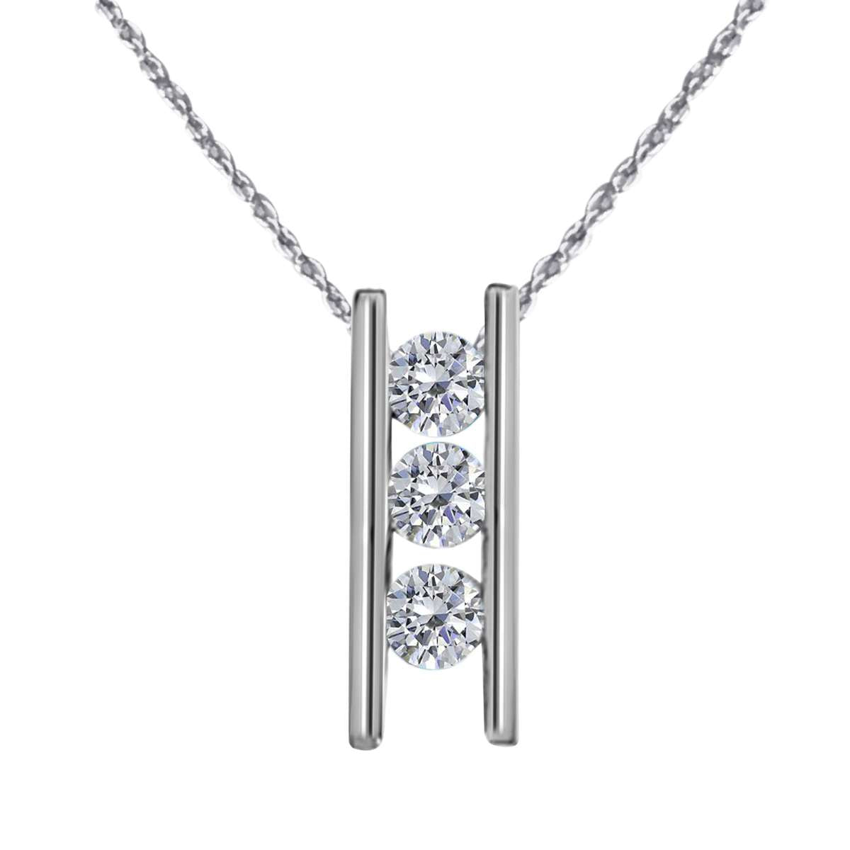 0.25 Carat White Diamond Channel Set Pendant Necklace for Women In 10K Rose White & Yellow Gold Mauli Jewels