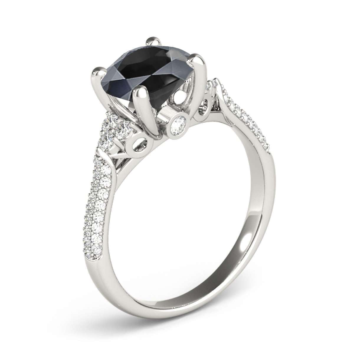 2.35 Carat Black and White Diamond Engagement Wedding Rings For Women In 14K Rose White & Yellow Gold Mauli Jewels