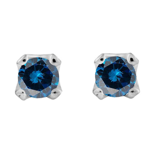 0.75 Carat Natural Blue Diamond Prong Set Stud Earrings For Women's In 14K Rose White & Yellow Gold Mauli Jewels