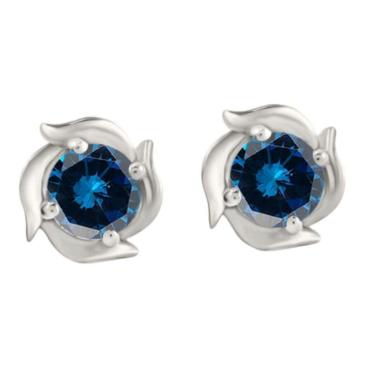 1.00 Carat Prong Set Blue Diamond Stud Earrings For Women In 14K Rose White & Yellow Gold With Secure Backs Mauli Jewels