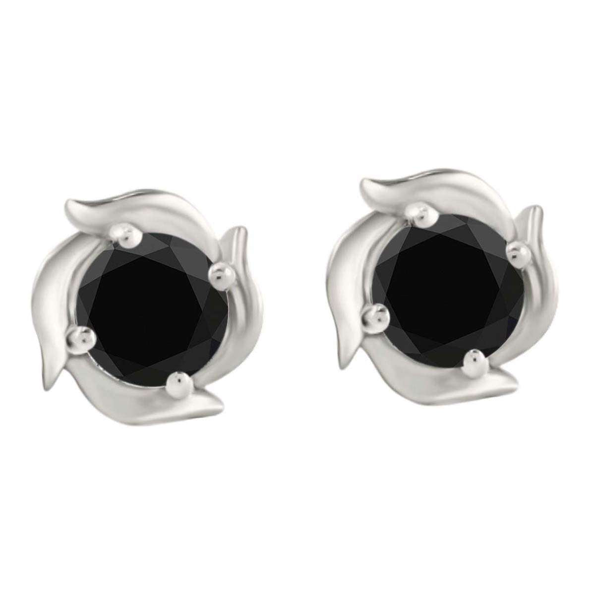 1.00 Carat Natural Black Diamond Stud Earrings For Women In 14K Solid Rose White & Yellow Gold With Secure Push Back Mauli Jewels