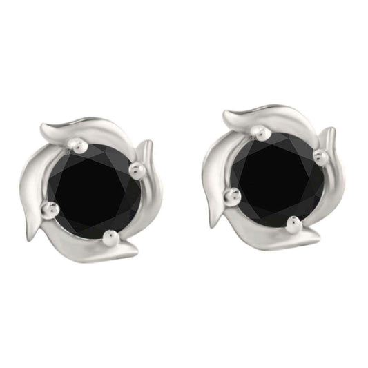 1.00 Carat Natural Black Diamond Stud Earrings For Women In 14K Solid Rose White & Yellow Gold With Secure Push Back Mauli Jewels