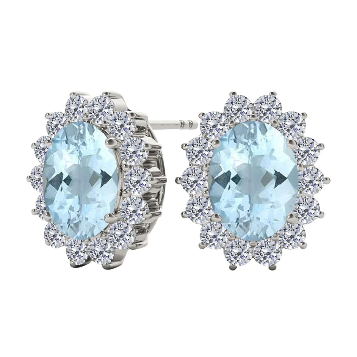 3.45 Carat Oval Gemstone/Natural/Round/White Diamond Stud Earring Carat 10K Solid White/Yellow Gold Mauli Jewels