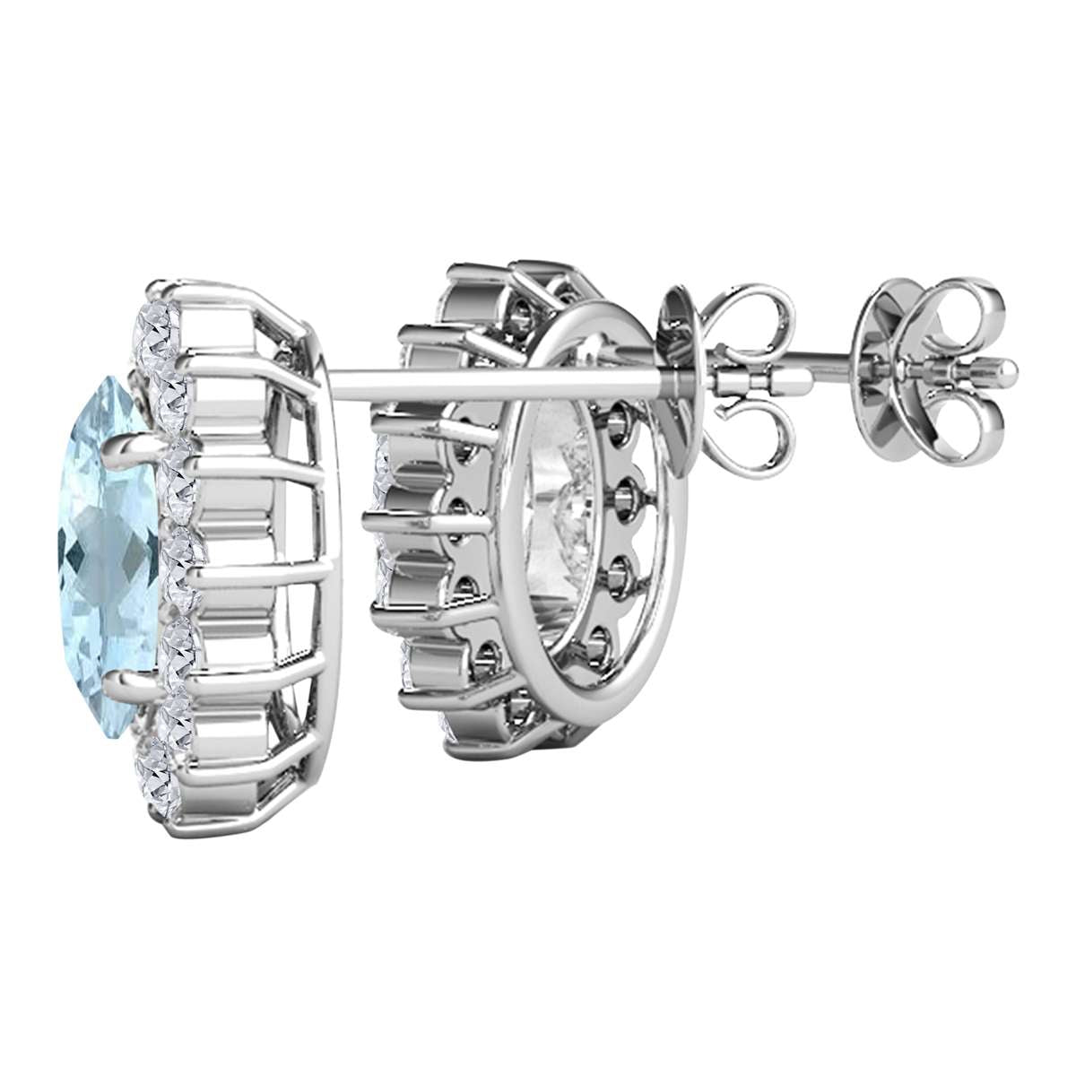 3.45 Carat Oval Gemstone/Natural/Round/White Diamond Stud Earring Carat 10K Solid White/Yellow Gold Mauli Jewels