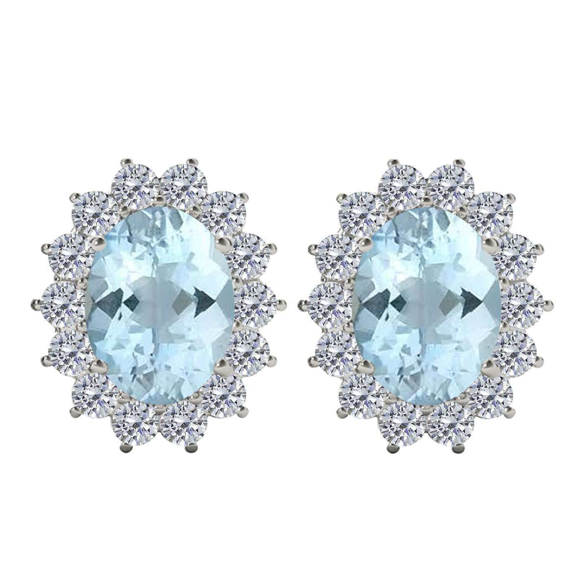 3.45 Carat Oval Gemstone/Natural/Round/White Diamond Stud Earring Carat 10K Solid White/Yellow Gold Mauli Jewels