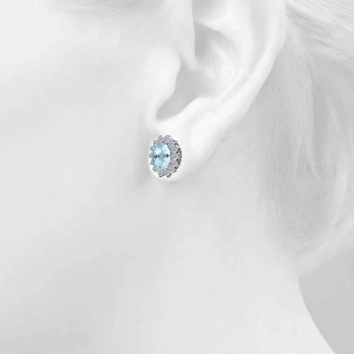 3.45 Carat Oval Gemstone/Natural/Round/White Diamond Stud Earring Carat 10K Solid White/Yellow Gold Mauli Jewels