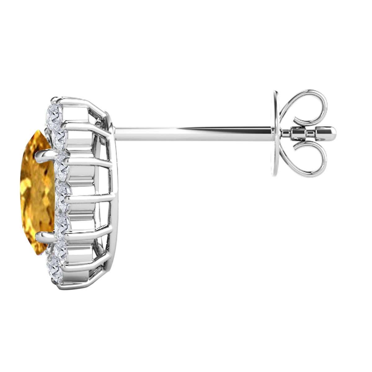 3.45 Carat Oval Citrine And Natural Round White Diamond Gemstone Stud Earrings Carat 10K White Gold / Yellow Gold Mauli Jewels