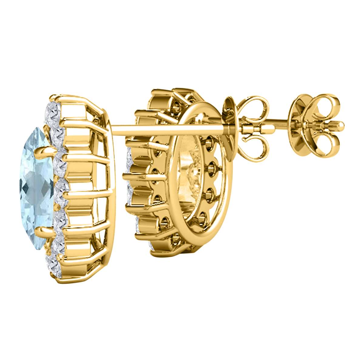 3.45 Carat Oval Gemstone/Natural/Round/White Diamond Stud Earring Carat 10K Solid White/Yellow Gold Mauli Jewels