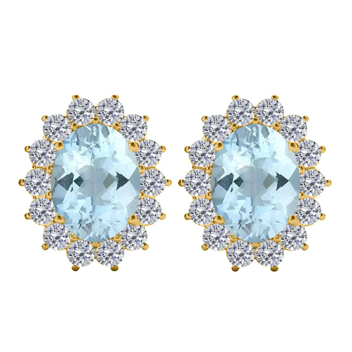 3.45 Carat Oval Gemstone/Natural/Round/White Diamond Stud Earring Carat 10K Solid White/Yellow Gold Mauli Jewels