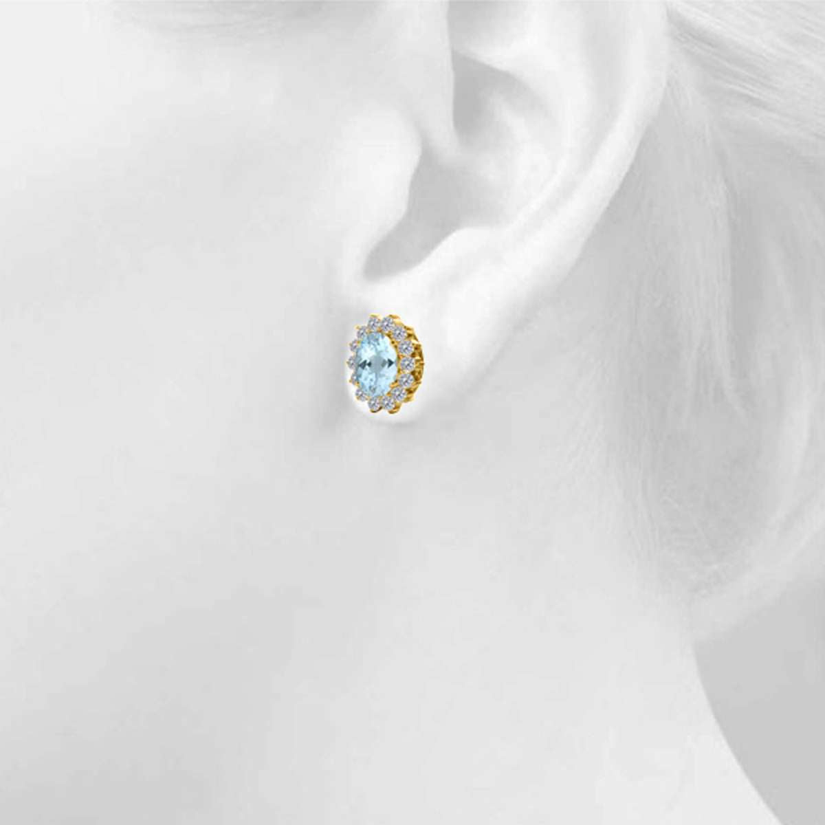 3.45 Carat Oval Gemstone/Natural/Round/White Diamond Stud Earring Carat 10K Solid White/Yellow Gold Mauli Jewels