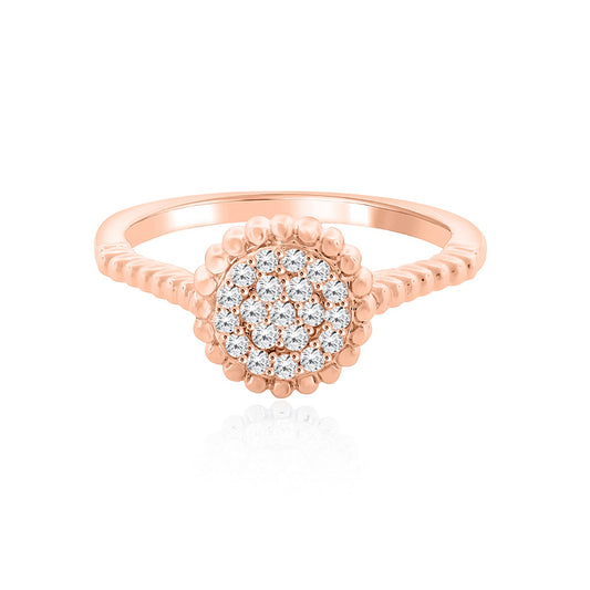 Mauli Jewels Women’s 0.20 Carat Lab Grown Diamond Floral Ring in 10K Rose, White and Yellow Gold Intertwined Flower Design Ring, Engagement Ring - Mauli Jewels