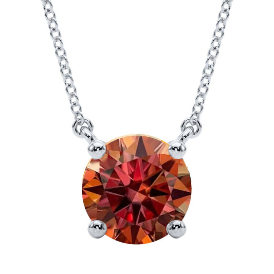 Mauli Jewels 14K Gold 0.50 Ct Lab Grown Watermelon Moissanite Diamond Pendant Necklace Women (EF-VS1, 1 Stone) with Gold Cable Chain – Classic Round Solitaire Design