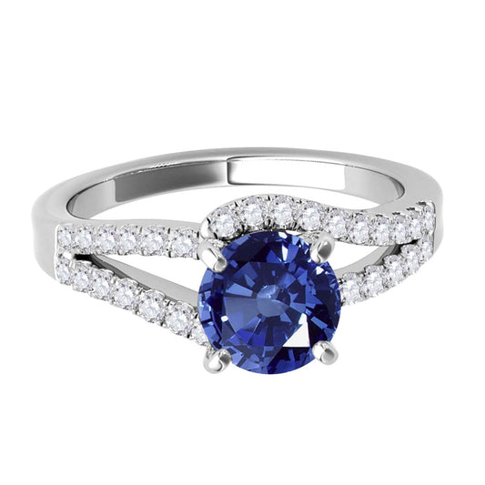 MauliJewels 1.15 Carat Created Sapphire Lab Grown Diamond Engagement Ring, 10K White Gold or Yellow Gold, Twin Shank Halo Prong Set Bridal Ring (Copy) (Copy)