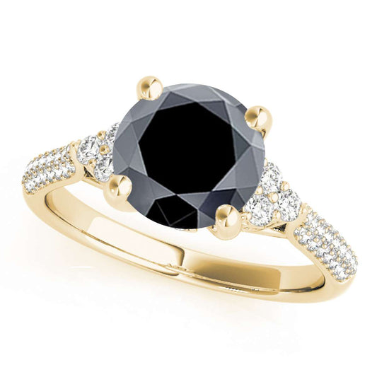 2.35 Carat Black and White Diamond Engagement Wedding Rings For Women In 14K Rose White & Yellow Gold Mauli Jewels