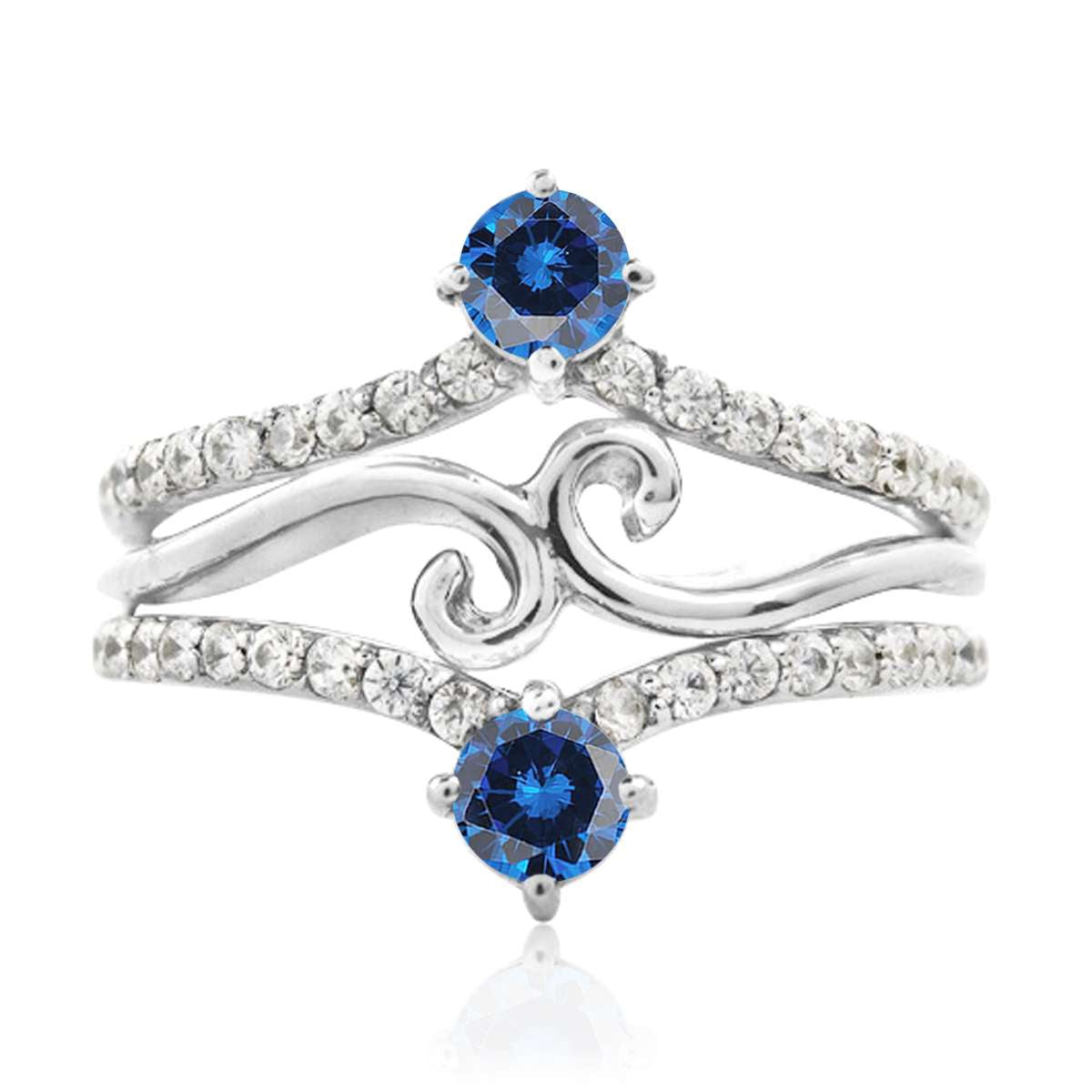 0.75 Carat Blue and White Diamond Two Stone Wedding Engagement Band for Women in 10K Rose, White & Yellow Gold Mauli Jewels
