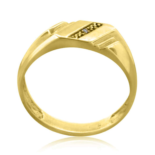 10K White & Yellow Gold 0.005 Carat Prong Set Natural Diamond Wedding Rings For Men's Mauli Jewels