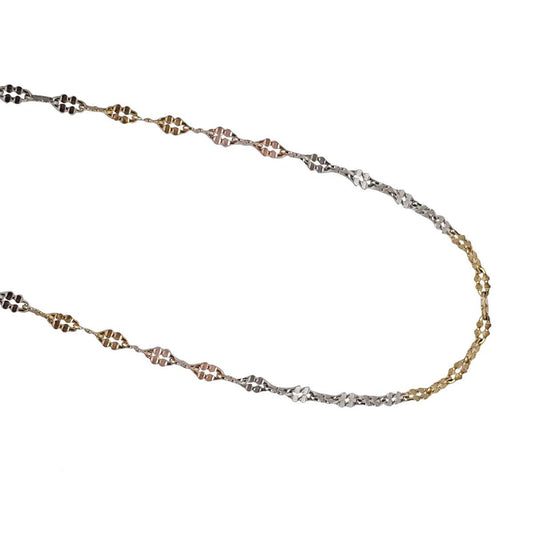 14K Gold Plated Tri-Color Chain Necklace For Women In 925 Sterling Silver Mauli Jewels