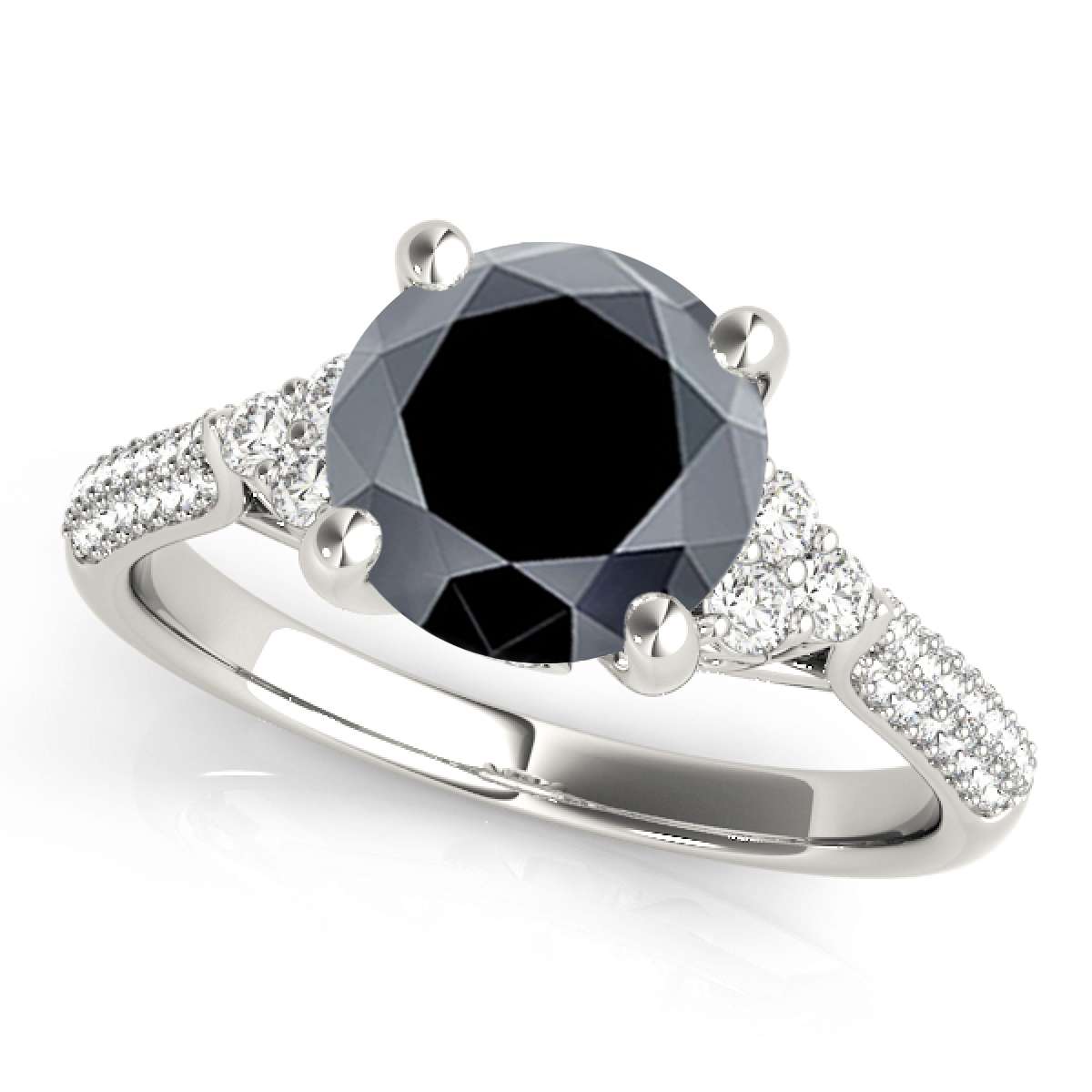 2.35 Carat Black and White Diamond Engagement Wedding Rings For Women In 14K Rose White & Yellow Gold Mauli Jewels