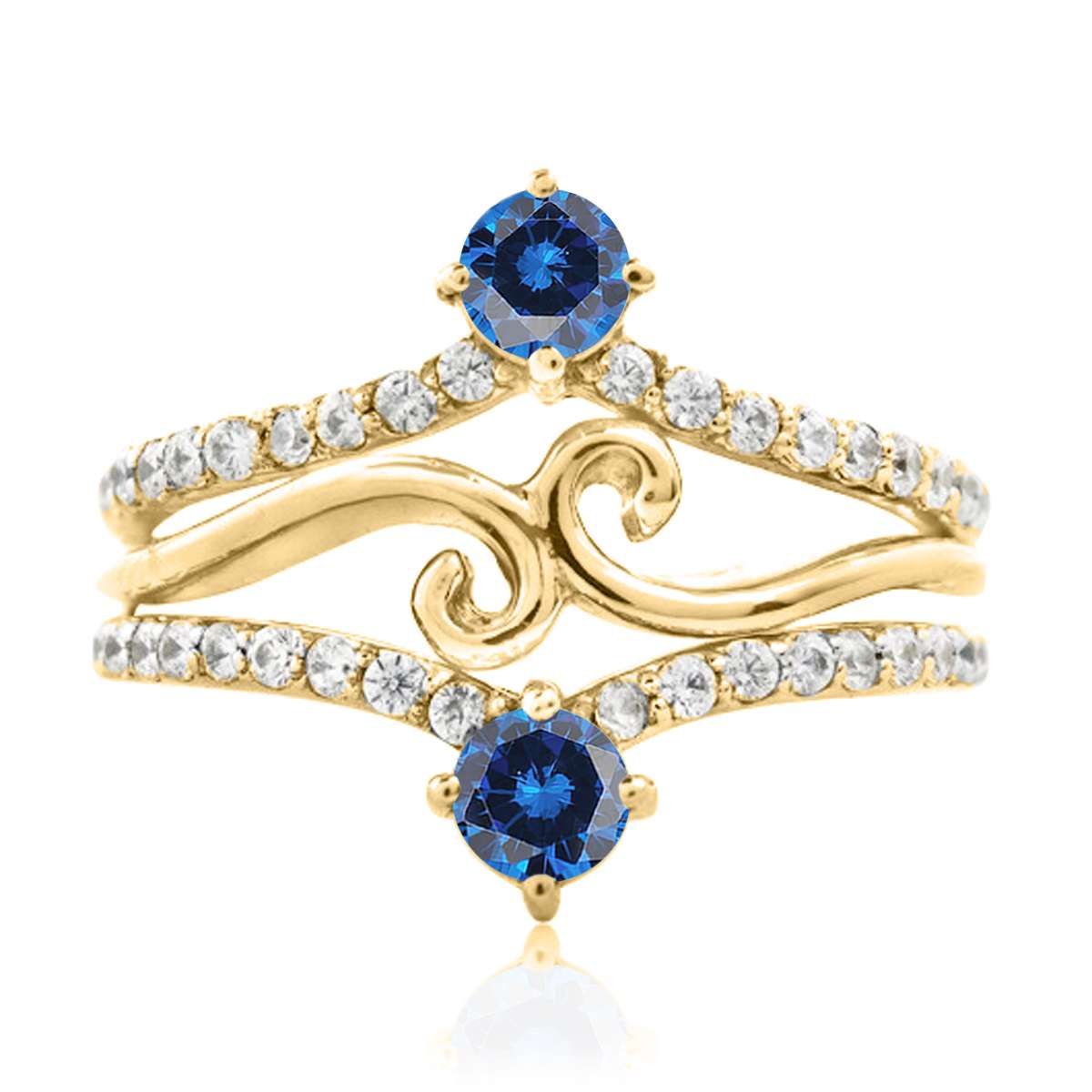 0.75 Carat Blue and White Diamond Two Stone Wedding Engagement Band for Women in 10K Rose, White & Yellow Gold Mauli Jewels