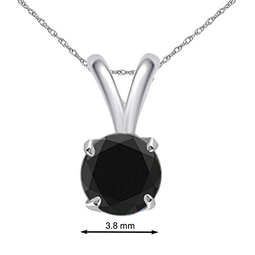 MauliJewels Engagement Necklace Women 0.25 Carat Round Black Diamond Solitaire Pendant 4-prong 14K White Gold Mauli Jewels